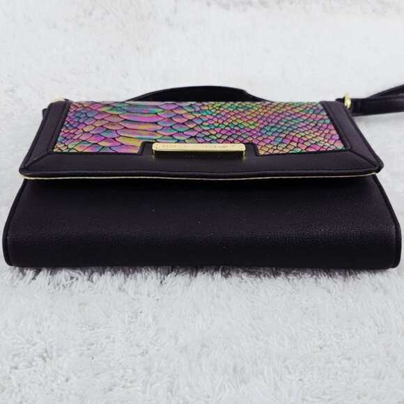 JUICY COUTURE Black PVC Leather Faux Snakeskin Organizer Crossbody Top Handle - Picture 8 of 14